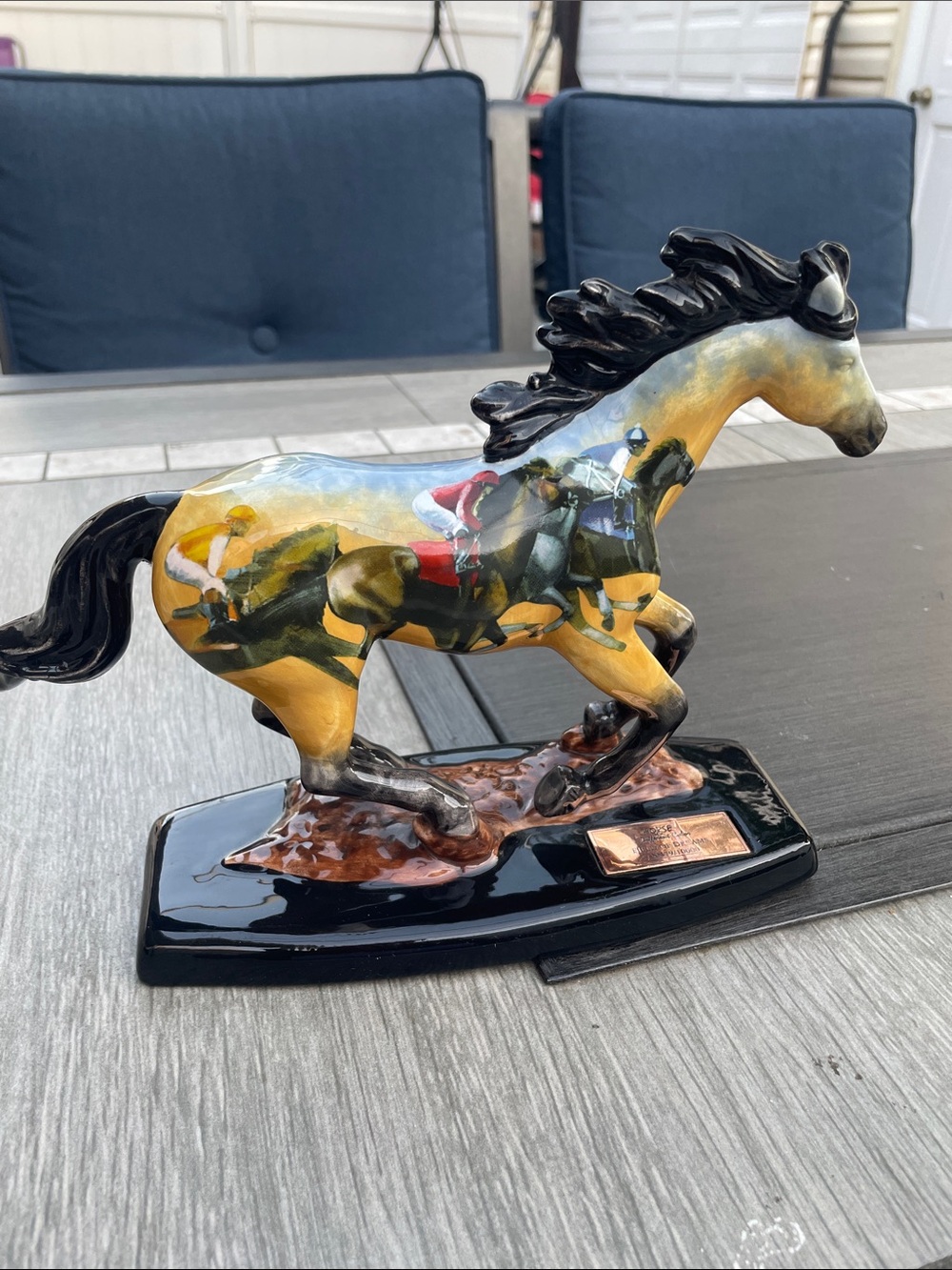 Decorative Racing Horse Figurine in Yellow and Black - Home Art